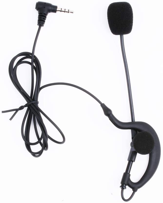 QSPORTPEAK Monaural Headset Earhook Earphone Microphone Headset Earphone,motorbike accessories for V6/V4/FBIM Intercom,Designed for referee communication aerial photography,3.5mm Audio Cable,1m,Black - Image 2