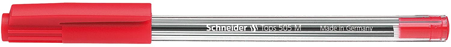 Schneider Tops 505 Writing Instruments Ballpoint Pen Cap Model M Red Barrel Colour Transparent