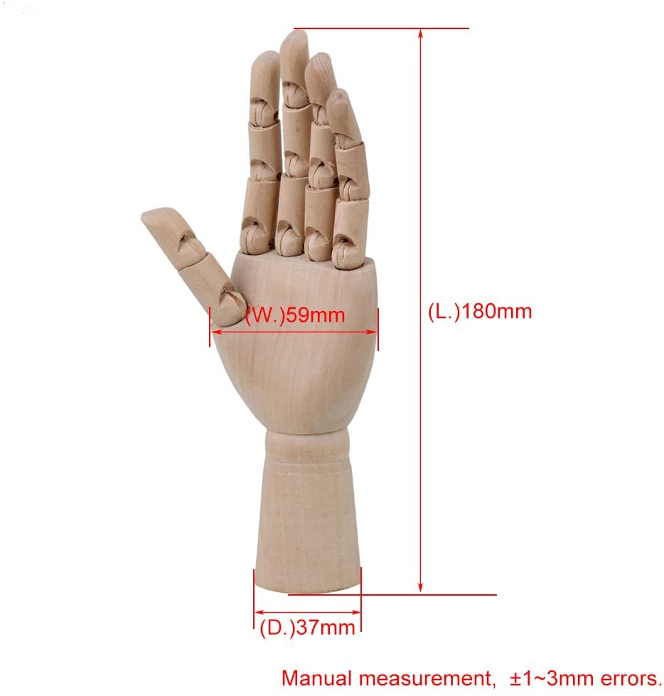 BQLZR Wooden Left Hand Body Artist Model Jointed Articulated Flexible Fingers Wood Sculpture Mannequin - Image 4