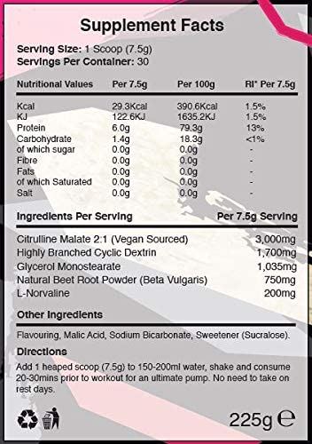 Warrior Pump Pre Workout Powder 225g, Non Stim & Caffeine Free Preworkout Nitric Oxide Supplement, Contains Citrulline Malate - Image 2