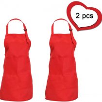 CWFUN 2 Pcs of White Kids-Children Apron,Aprons for Kids-Boys Girls Adjustable Aprons-Children Kid's Kitchen Cooking and Baking Aprons(4-12 Years Old-Children One Size, White)