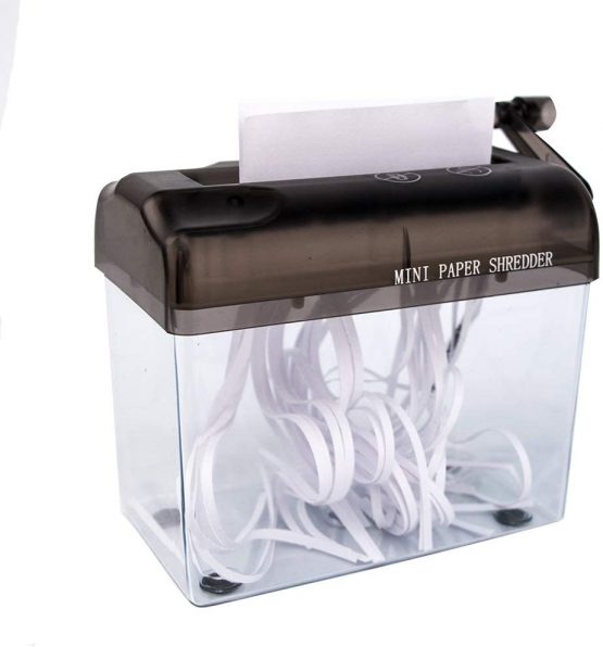 Manual Shredder - A6 Straight Cut Smash Portable Mini Paper Grinder Fits Folded A4 Portrait Paper Capacity 1.5L Blue