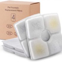 NOVEMBER SPRING 4 Packs Filters for Square Cat Water Fountains, Pet Fountain Replacement Filters with Resin and Active Carbon for Automatic Flower Water Dispenser Drinking Fountain