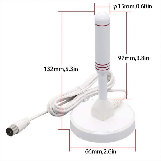 LEADSIGN Portable Indoor/Outdoor TV Aerial with Magnetic Base,High Gain Digital Antenna for VHF/UHF Signals(White) - Image 3
