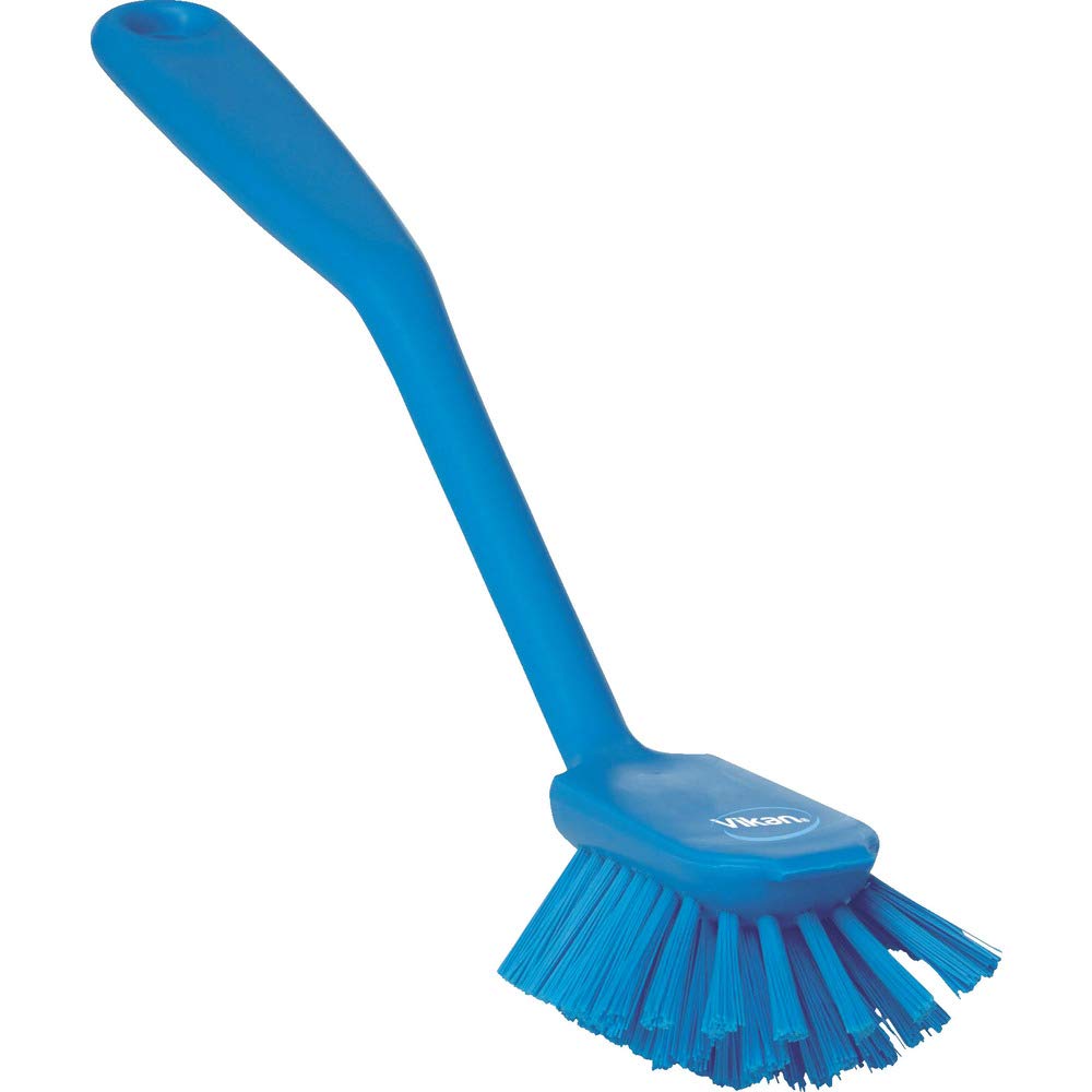 Vikan 42373 Dish Brush with Scraping Edge, Blue, Medium, 280 mm Length, 60 mm Width, 55 mm Height