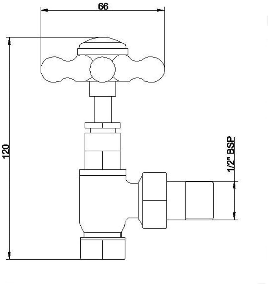Milano Chrome Angled Heated Towel Rail Radiator Valves Crosshead Handles, Traditional - Style A - Image 3