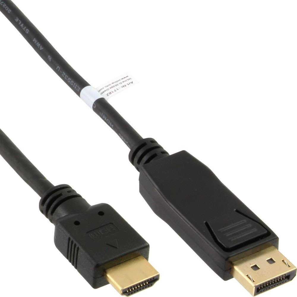 InLine DisplayPort zu HDMI Konverter Kabel, schwarz, 3m, black, 3 Meters