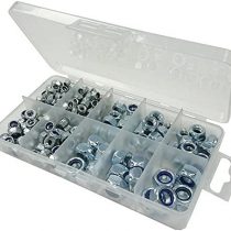 Merriway BH06565 Assortment of Self Locking Nylon (Nyloc) Hex Nuts in a 10 Compartment Carry Case, 110 Pieces, Multi-Colour, Set of 2