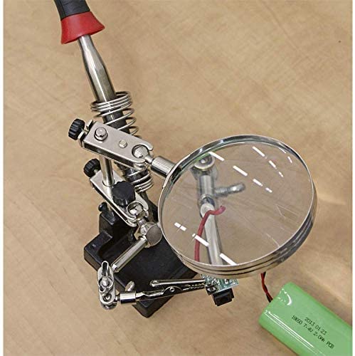 Sealey Sd150H Mini Robot Soldering Stand with Magnifier and Iron Holder, Silver - Image 2