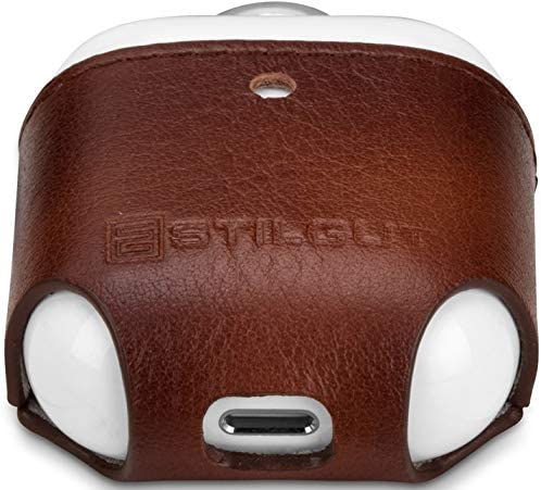StilGut Leather Case for Apple AirPods 2. Generation, AirPods 2 Case with Carabiner, Cognac Brown, Cognac - with carabiner - Image 4