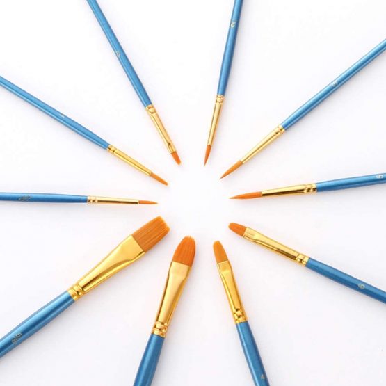 20Pieces Round Pointed Tip Nylon Hair Brush Set with 3 Piece Paint Tray