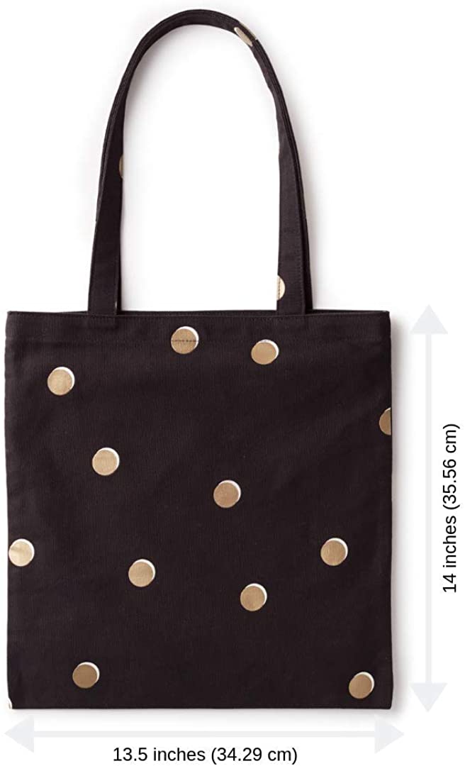 Kate Spade New York Black Canvas Tote Bag with Interior Pocket, Scatter Dot - Image 4