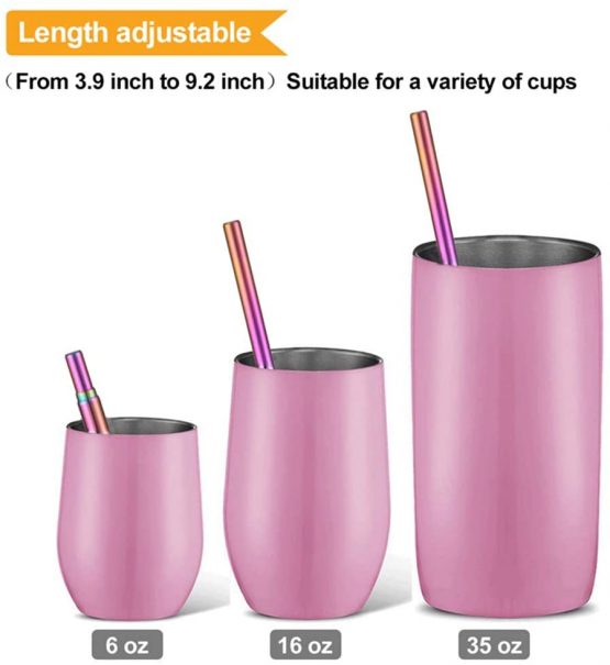 RZJZGZ 2 Pack Telescopic Reusable Straw, Collapsible Stainless Steel Straws, Portable Metal Drinking Straws with Aluminum Key-Ring Case & Cleaning Brush for Travel, Home, Work (Red and Blue) - Image 4