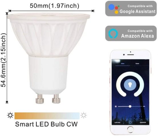 4-Pack WiFi Smart Alexa GU10 LED Light Bulb 5W, Dimmable Warm White and Cool White (2700k- 6500k), Compatible with Alexa, Google Assistant, Could be Remote Controlled by Smartphone (iOS - Image 2