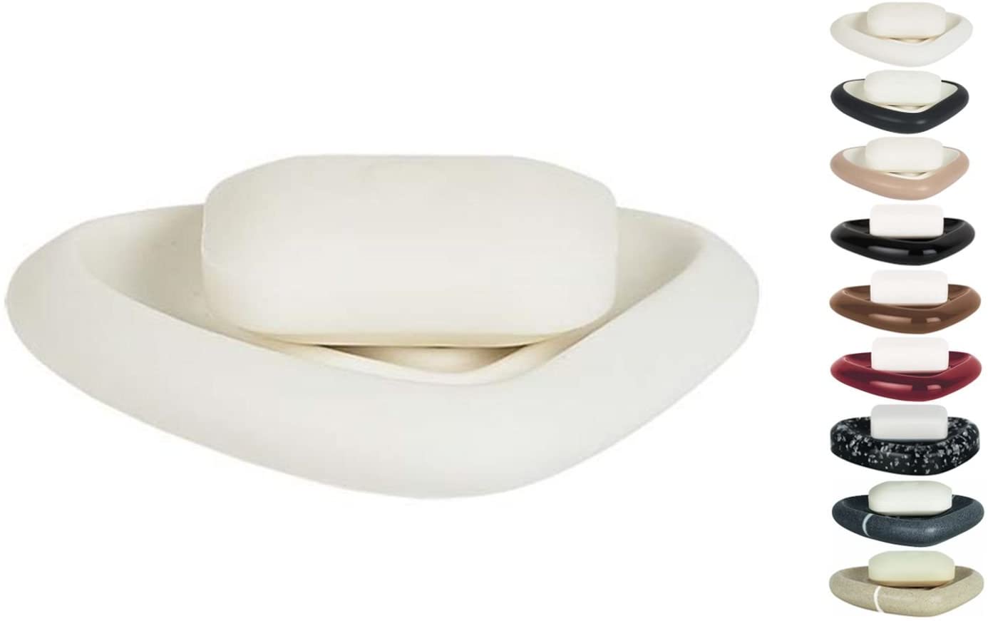 Spirella Etna Soap Dish Stoneware White Height 3 cm x Width 15 cm