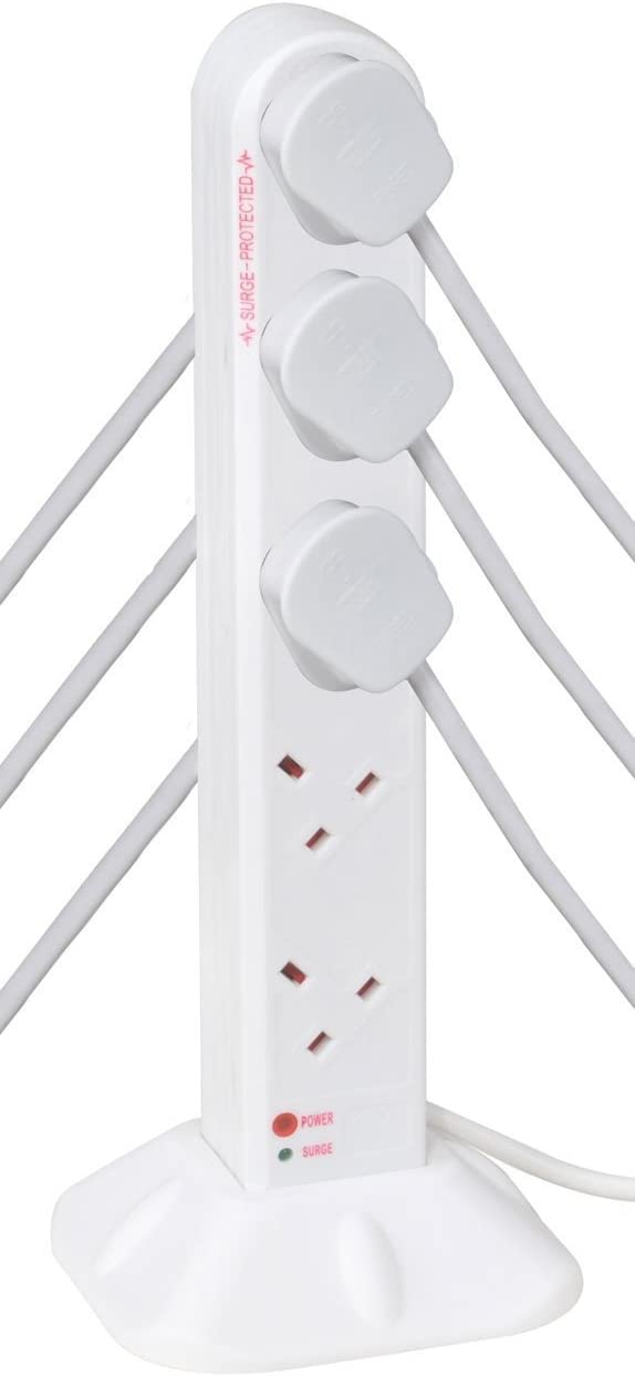 Duronic 10 Way Extension Lead Tower ST10W, White, 10 WAY WHITE - Image 2