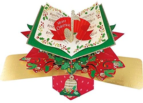 Suki Gifts XPOP057 Pop Up Christmas Music Note Greeting Card, Multi-Colour, multicoloured, 21 x 25 cm (open)
