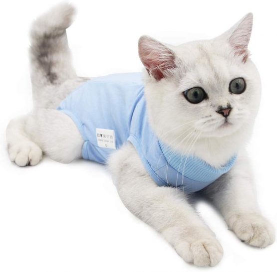 Cat Professional Surgical Recovery Suit,Cat Clothes for Abdominal Wounds or Skin Diseases (L, Blue) - Image 2