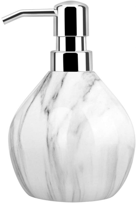 Luxspire Hand Soap Dispenser, 15.2 oz Countertop Hand Lotion Pump Bottles, Lotion Container, Refillable Liquid Hand Sanitizer Soap Jar, Resin Shower Dispensers for Bathroom, Kitchen - White Marble