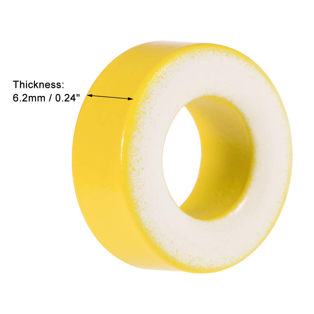 sourcing map Toroid Core, Ferrite Chokes Ring Iron Powder Inductor Ferrite Rings, Yellow White 13pcs, 8.2 x 15.5 x 6.2mm - Image 4