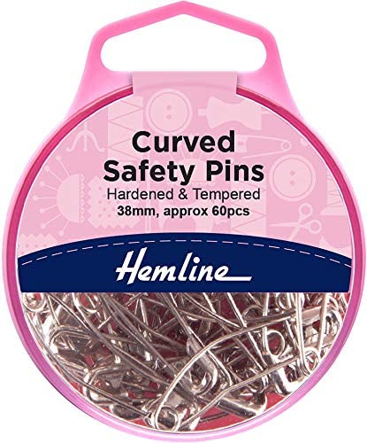 Hemline Curved Safety Pins, Silver
