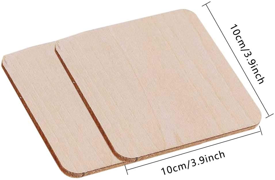 Zngou 16 PCS Wooden Square Coasters Shapes Unfinished Blank Wood Squares Plain Wood Pieces 4 Inch Wooden Plaques Small Wooden Sheets For Craft DIY Art Project Pyrography Engraving Carving Painting - Image 2