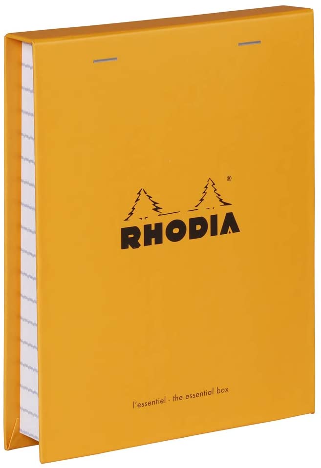 RHODIA 9200C, Essential Box 4 Orange Stapled Pads 1xN°8 + 2xN°11 + 1xN°16, 22.8x18 cm, Small Squares, 80 Detachable Sheets - Image 2