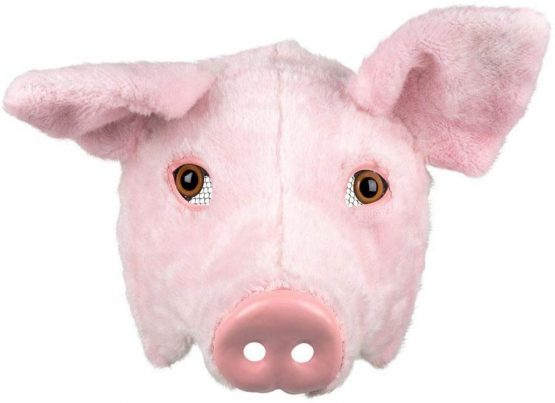Boland 56757 Plush Half Mask Pig One Size Pink Brown Eyes Face Mask Animal Mask Fur Mask Accessory Costume Fancy Dress Carnival Theme Party