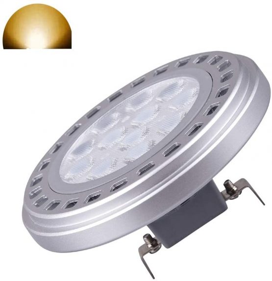 Led AR111 Reflector Light Bulb G53 Spot Light 15W 30°Beam Warm White 3000k 12V Spotlight TrackLight 1200Lm Replacement Incandescent Halogen Bulb 120w Ar111 G53 Downlight Wall Light
