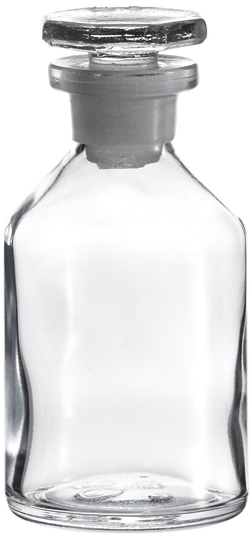 neoLab E-1437 ecoLAB Conical Shoulder Bottle, Clear Glass 50 ml EH, Glass Stopper, NS14/23, Transparent