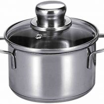 Karl Kruger Saturn Series Meat Pot with Glass Lid, 12 cm, Stainless Steel, Silver