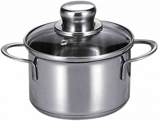 Karl Kruger Saturn Series Meat Pot with Glass Lid, 12 cm, Stainless Steel, Silver