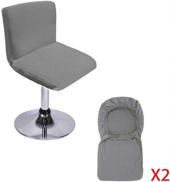 BTSKY 2 Pack Black Bar Stools Slipcovers with Backrest Cover Stretch Chair Cover for Short Swivel Dining Chair Back Chair Bar Stool Chair (No Chairs)