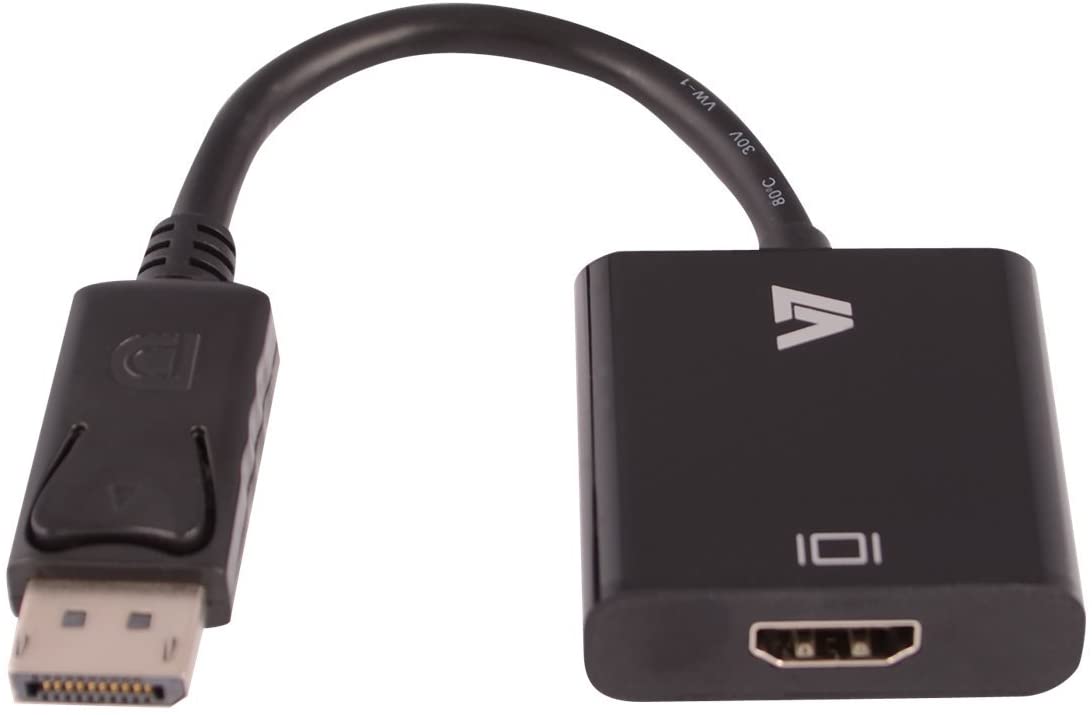 V7 CBLDPHD-1N Video Adapter DisplayPort/HDMI 19 Pin HDMI Type A (F) to 20 Pin DisplayPort (M), Black