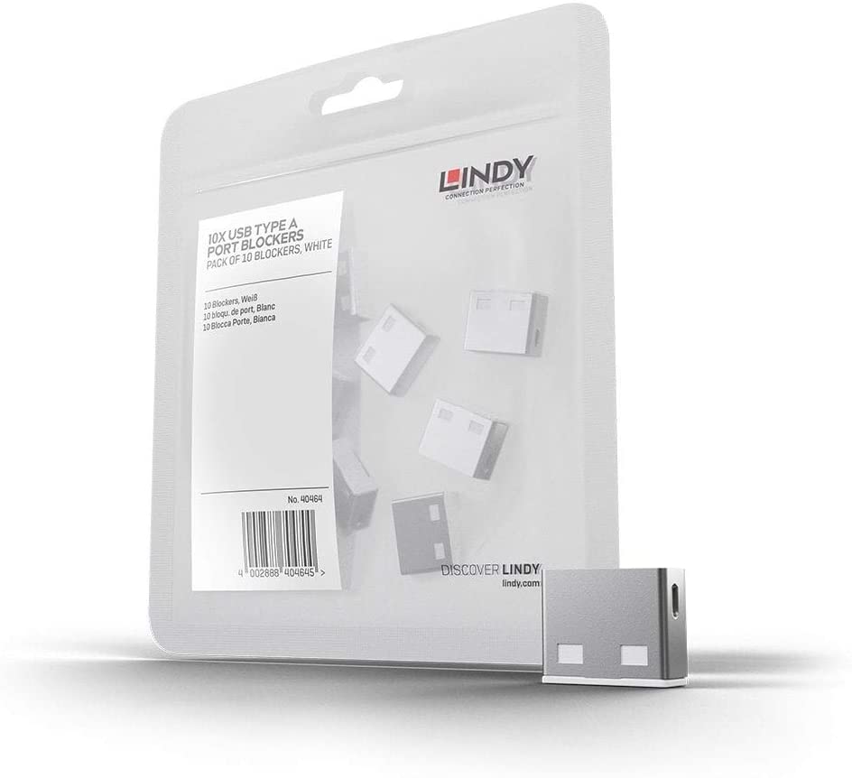 LINDY USB Port Blocker (without key) - Pack of 10 Colour Code: White, 10 Pack No Key