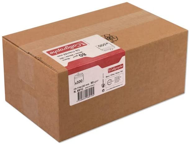 Calligraphe (Clairefontaine) 691C, Box of 500 Envelopes, Size: C6-114x162mm, Self-Adhesive, 80g/m², White Colour - Image 2