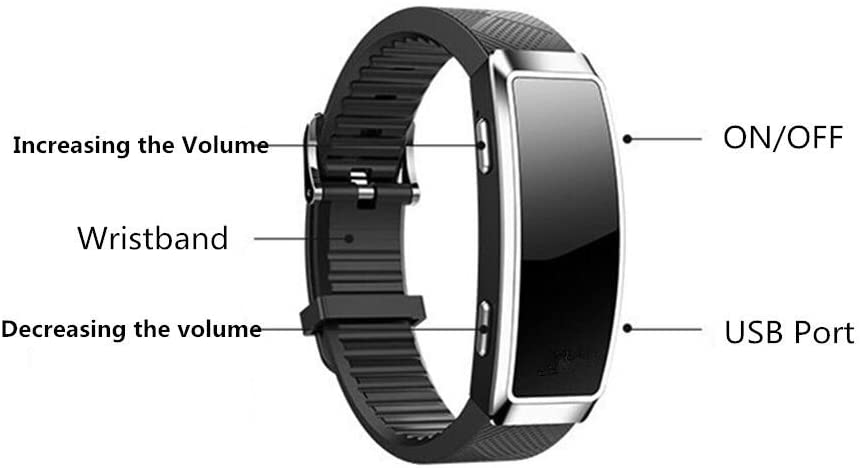 Wiiguda@8GB Digital Voice Recorder & MP3 Player Wristband Bracelet USB Spy Audio Recorder Pen for Meeting Lecture - Image 3
