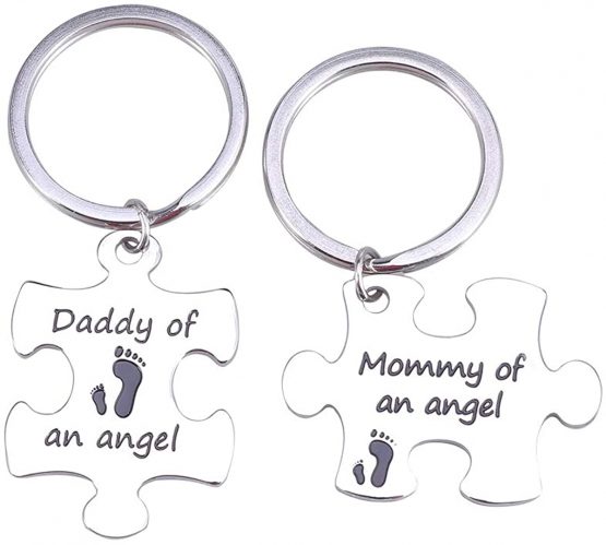 LUOEM Keychain Mommy Daddy of an Angel Keyring Set Miscarriage Keepsake Baby Memorial Gift