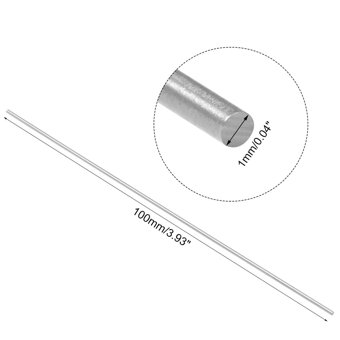 sourcing map 20pcs Round Steel Metal Rods, 1mm x 100mm High Speed Steel (HSS) Lathe Bar Stock Tool - Image 2