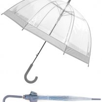 Susino Parapluie Droit ouverture automatique - Transparent avec Bordure Argent Folding Umbrella, 90 cm, Silver (Argenté)