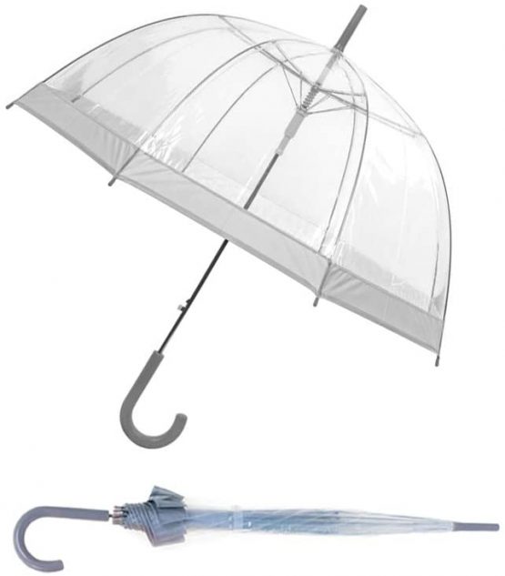 Susino Parapluie Droit ouverture automatique - Transparent avec Bordure Argent Folding Umbrella, 90 cm, Silver (Argenté)
