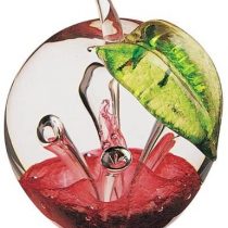Caithness Glass U8945 Piece Crystal Windfall Ruby Nature Paperweight, Clear, Green/ Red
