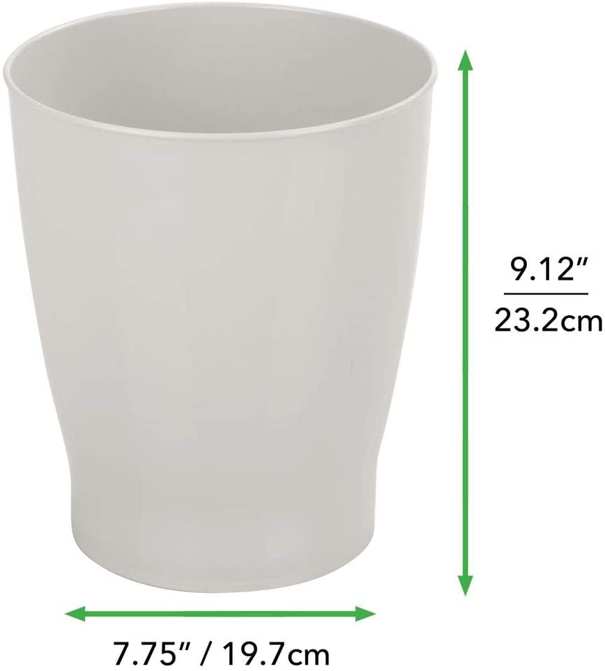 mDesign Bathroom Bin - Plastic Bedroom Bin & Rubbish Bin for Bathrooms Home and Offices - Small Dustbin - Light Grey - Image 3