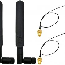 WayinTop 2Set 8dBi 2.4GHz 5GHz Dual Band Wireless Network WiFi RP-SMA Male Antenna + 20cm U/IPEX to RP-SMA Female Pigtail Cable for Mini PCIe Card Router Repeater Desktop PC FPV UAV Drone PS4