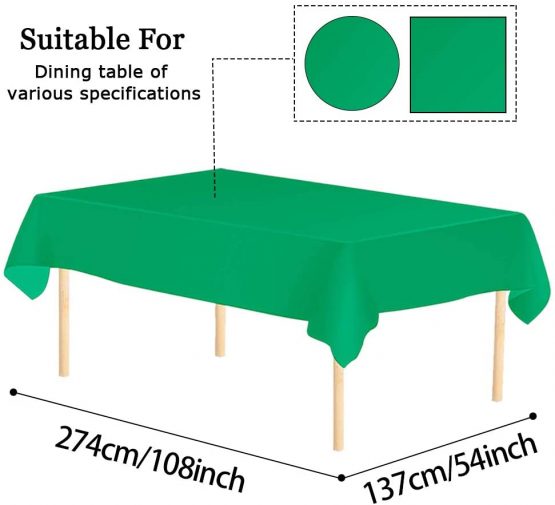 4 Pack Plastic Tablecloth Disposable Rectangle Table Covers 54 in x 108 in for Tables Indoor or Outdoor Parties Birthdays Weddings Christmas(Green) - Image 4