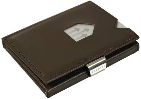 EXENTRI Leather Trifold Wallet - RFID Blocking w/Stainless Steel Locking Clip