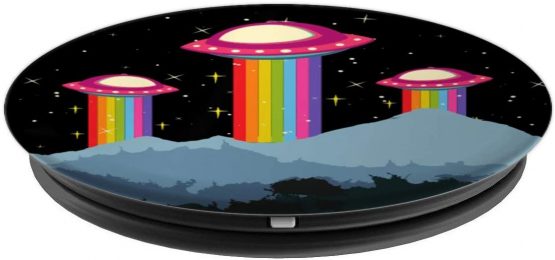 Alien UFO Rainbow Mountains PopSockets PopGrip: Swappable Grip for Phones & Tablets - Image 2