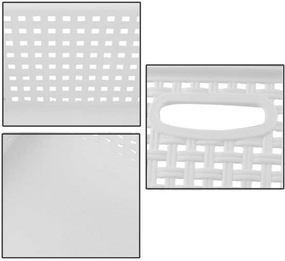 Hokky 6-Pack White Plastic Weave Basket, Woven Rattan Storage Basket, Desktop Storage Box - Image 3