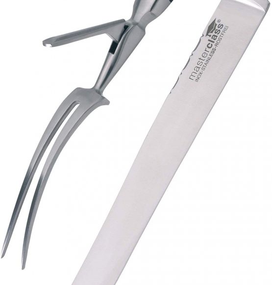 KitchenCraft KCCARVSETBLK MasterClass Deluxe Stainless Steel Meat Carving Set, 2 Pieces, Silver/Black - Image 4