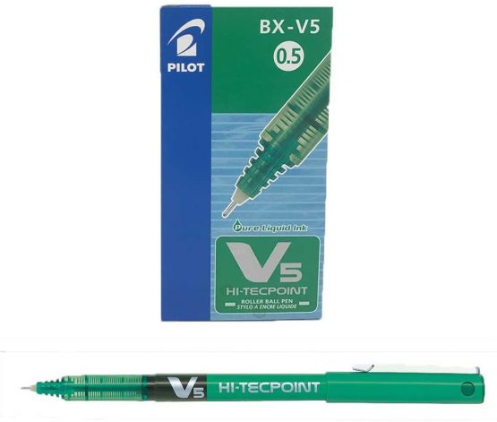 Pilot V5 Liquid Ink Rollerball 0.5 mm Tip (Box of 12) - Green